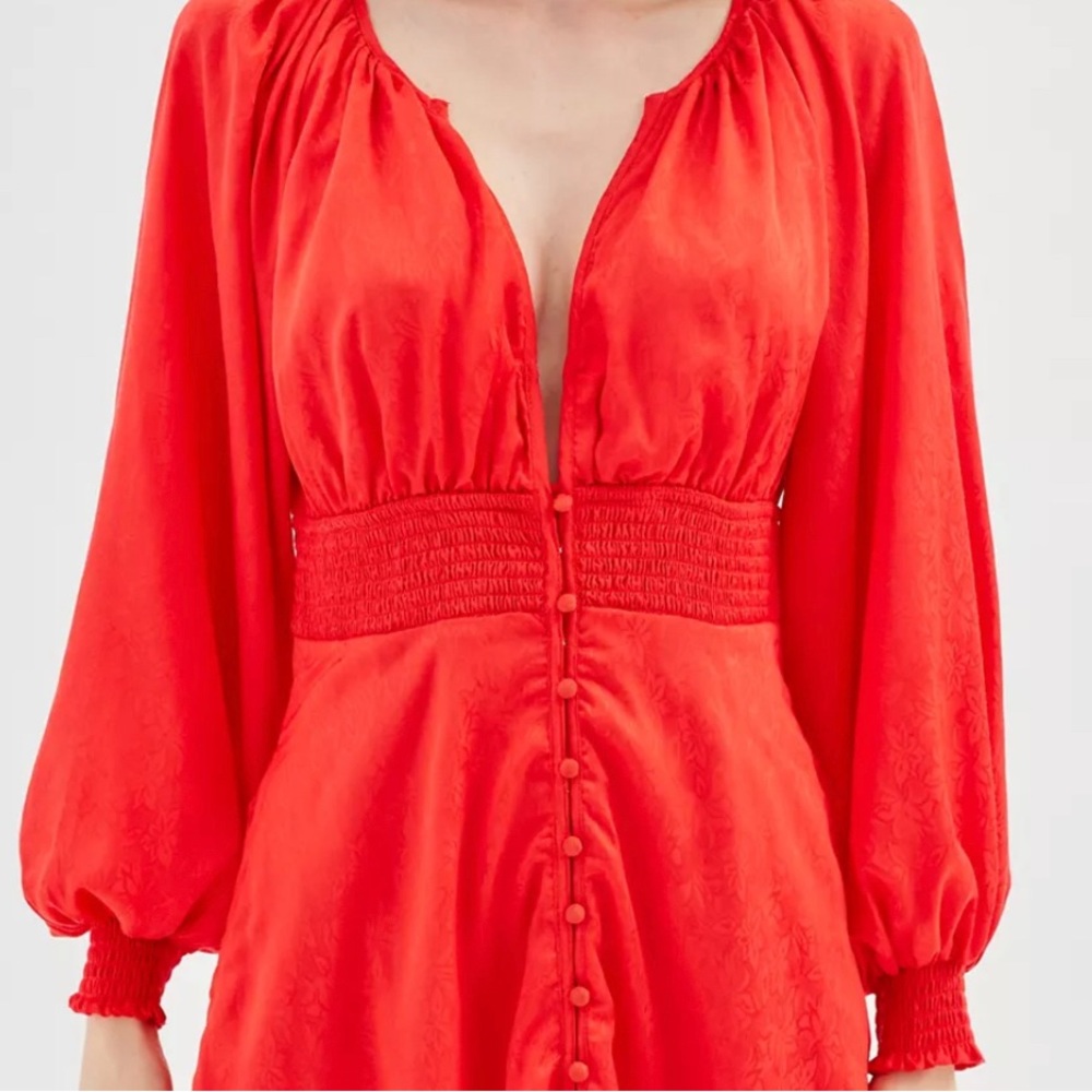 New Urban Outfitters red, long sleeved dress with floral print